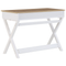 Beliani Home Office Desk White and Light Wood MDF 103 x 50 cm with Drawers Cross Legs