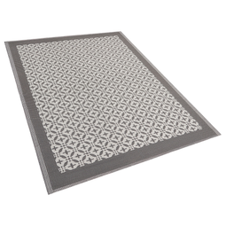 Beliani Outdoor Area Rug Grey Recycled Polypropylene 160 x 230 cm Pattern Terrace Balcony