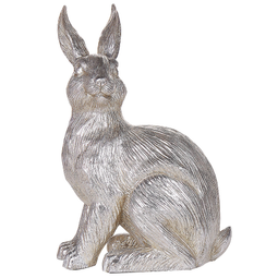 Beliani Decorative Figurine Silver Polyresin 35 cm Easter Bunny Shape Festive Table Dining Room