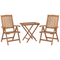 Beliani Garden Bistro Set Acacia Wood Table 2 Chairs with Off-White Cushions UV Resistant Foldable