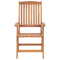 Beliani Garden Bistro Set Acacia Wood Table 2 Chairs with Off-White Cushions UV Resistant Foldable