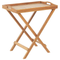 Beliani Garden Bistro Set Acacia Wood Table 2 Chairs with Off-White Cushions UV Resistant Foldable
