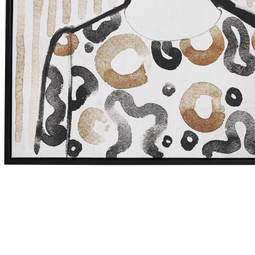 Beliani Framed Wall Art Black and Brown Print on Paper 63 x 93 cm Retro Woman with Hat Motif