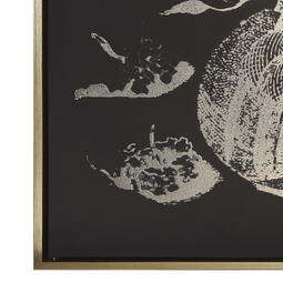 Beliani Framed Wall Art Gold Canvas 63 x 93 cm Flower Print Framed Glamour Modern