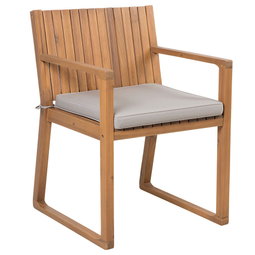 Beliani Garden Dining Set Light Acacia Wood Table 6 Chairs with Taupe Cushions Rustic Style