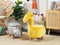 Beliani Animal Giraffe Children Stool Yellow Velvet Wooden Legs Nursery Footstool