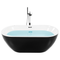 Beliani Whirlpool Bathtub Black Acrylic 1700 x 800 mm Freestanding Oval Tub with Jets and LED Lights