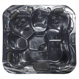 Beliani Hot Tub Grey Acrylic 200 x 200 cm 31 Jets Aluminium Exterior with LED Heating