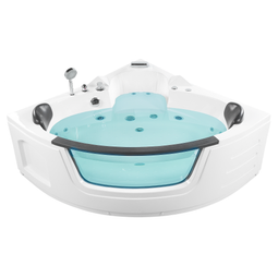 Beliani Massage Points Corner Bath White Sanitary Acrylic and Glass 198 x 140 cm