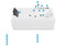 Beliani Whirlpool Bath White Acrylic 169 x 81 cm Left Hand Massage Jets Headrest LED Lights