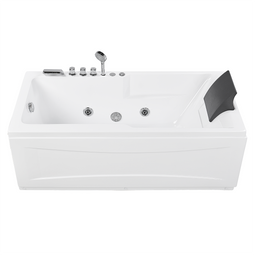 Beliani Whirlpool Bath White Acrylic 169 x 81 cm Right Hand Massage Jets Headrest LED Lights
