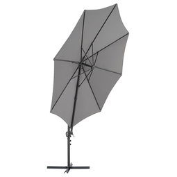 Beliani Garden Sun Parasol Dark Grey Pole Fabric 295 cm Swivel Weather UV Resistant