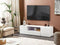 Beliani TV Stand White MDF High Gloss Cabinet Open Shelves 2 Cabinets 1 Drawer Minimalistic