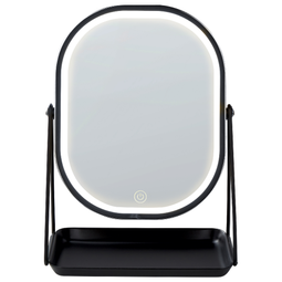 Beliani Lighted Makeup Mirror Silver Metal 20 x 22 cm Dressing Table LED Mirror Decorative