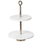 Beliani 2-Tiered Dessert Plate Gold and White Aluminium and Marble Modern Glam Design