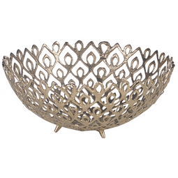 Beliani Set of 2 Decorative Bowls Gold Metal Round Accent Bowl Openwork Design