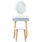Beliani Dressing Table Set White and Grey Manufactured Wood Top Wooden Legs Round LED Mirror