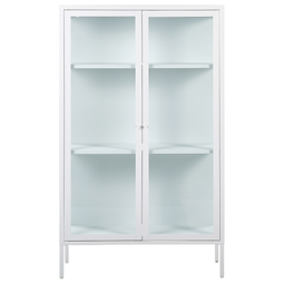 Beliani Office Cabinet White Steel 90 x 35 x 150 cm Metal 2 Doors Glass Front and Sides Display
