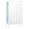 Beliani Office Cabinet White Steel 90 x 35 x 150 cm Metal 2 Doors Glass Front and Sides Display