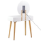 Beliani Dressing Table Set White Manufactured Wood Top Wooden Legs Round LED Mirror 2 Drawers