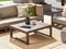 Beliani Garden Coffee Table Dark Acacia Wood 90 x 75 cm Outdoor Modern Design Patio Balcony