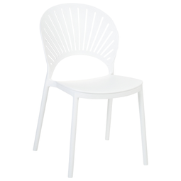 Beliani Set of 4 Dining Chairs Plastic White Indoor Outdoor Garden Stacking Minimalistic Style
