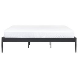 Beliani Bed Frame Black Metal 180 x 200 cm Super King Size Plywood Slats Industrial Minimalist