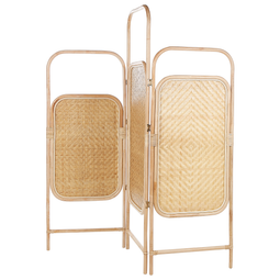 Beliani Room Divider Natural Rattan and Bamboo 3 Panels Folding Decorative Screen Partition