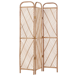 Beliani Room Divider Natural Light Rattan Frame 3 Panels Folding Decorative Wicker Screen Partition