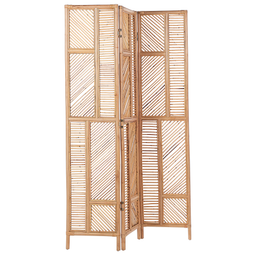 Beliani Room Divider Natural Rattan Frame 3 Panels Folding Decorative Wicker Screen Partition