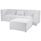 Beliani Modular Sofa Off White Corduroy with Ottoman 3 Seater Sectional Sofa Modern Design