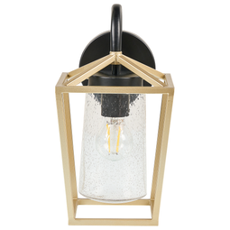 Beliani Outdoor Wall Light Lamp Gold Sconce Metal Iron Glass Matte Modern Design Patio Garden