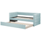 Beliani Trundle Bed Frame Mint Green Velvet EU Velvet Single Size 3ft Slatted Frame Tufted Glam