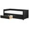 Beliani Daybed Black Velvet EU Single Size 90 x 200 cm With Slatted Frame and Drawers