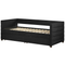 Beliani Daybed Black Velvet EU Single Size 90 x 200 cm With Slatted Frame and Drawers