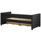 Beliani Daybed Black Velvet EU Single Size 90 x 200 cm With Slatted Frame and Drawers