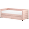 Beliani Daybed Pink Velvet EU Single Size 90 x 200 cm With Slatted Frame and Drawers