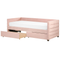 Beliani Daybed Pink Velvet EU Single Size 90 x 200 cm With Slatted Frame and Drawers