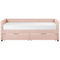 Beliani Daybed Pink Velvet EU Single Size 90 x 200 cm With Slatted Frame and Drawers