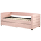Beliani Daybed Pink Velvet EU Single Size 90 x 200 cm With Slatted Frame and Drawers