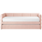 Beliani Trundle Bed Frame Pink Velvet EU Velvet Single Size 3ft Slatted Frame Tufted Glam