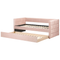 Beliani Trundle Bed Frame Pink Velvet EU Velvet Single Size 3ft Slatted Frame Tufted Glam
