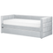 Beliani Trundle Bed Frame Light Grey Velvet EU Velvet Single Size 3ft Slatted Frame Tufted Glam