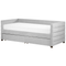 Beliani Daybed Light Grey Velvet EU Single Size 90 x 200 cm With Slatted Frame and Drawers
