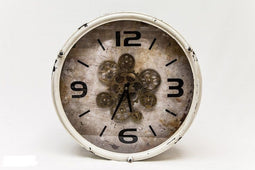 Homestylingshop Wandklok wit metaal met zichtbaar uurwerk 46 cm