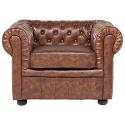 Beliani CHESTERFIELD - Chesterfield armchair - Brown - Faux leather