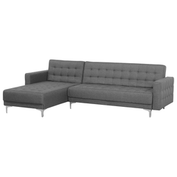 Beliani ABERDEEN - Corner sofa bed - Light gray - Right - 267 cm - Polyester