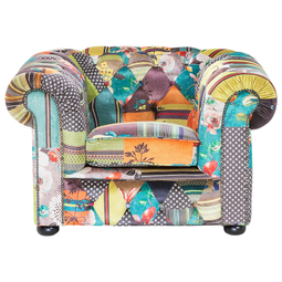 Beliani CHESTERFIELD - Chesterfield armchair - Green/Yellow - Polyester