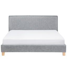 Beliani SENNEZ - Double bed - Gray - 180 x 200 cm - Polyester