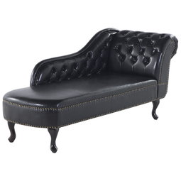 Beliani NIMES - Chaise longue - Black - Right side - Faux leather